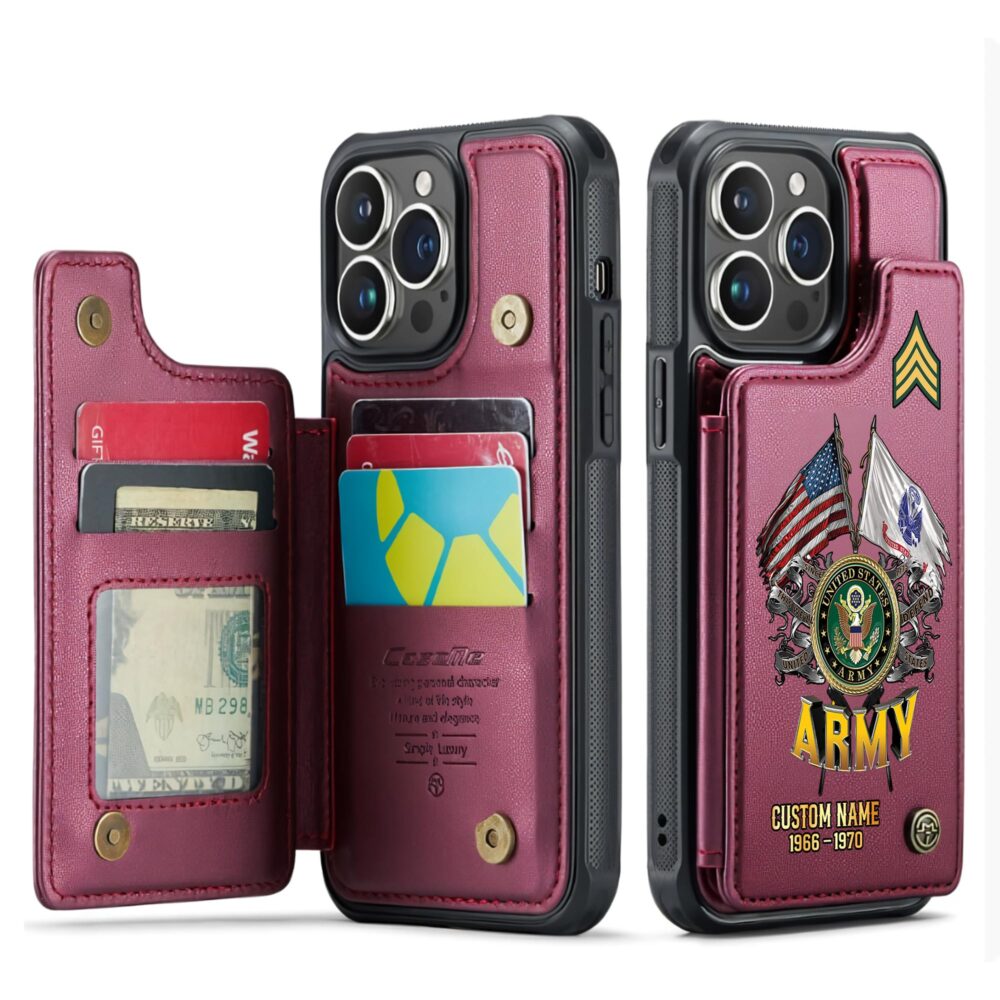 US Army, E 5 Army Specialist - Leather Flip Phone Case - Image 4