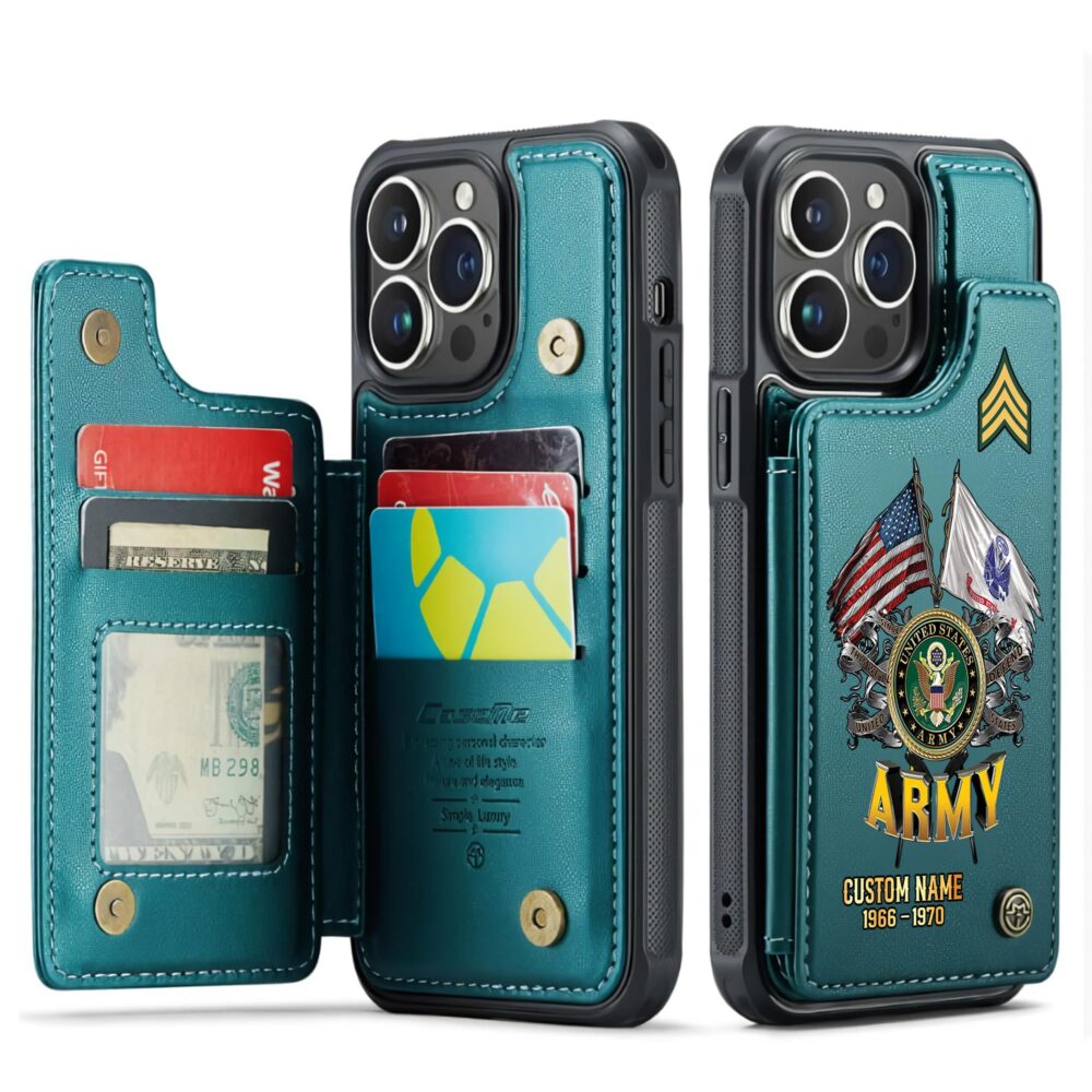 US Army, E 5 Army Specialist - Leather Flip Phone Case - Image 5