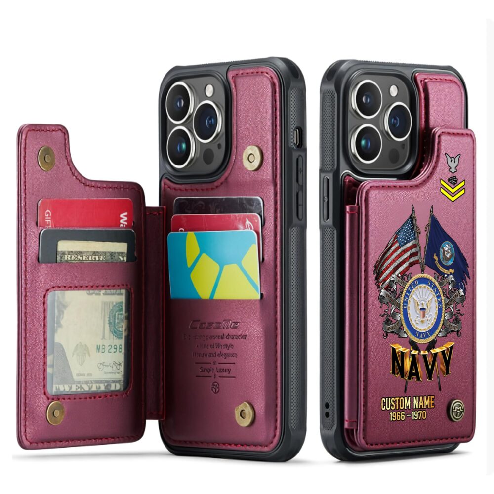 US Navy, E 6 Red - Leather Flip Phone Case - Image 4