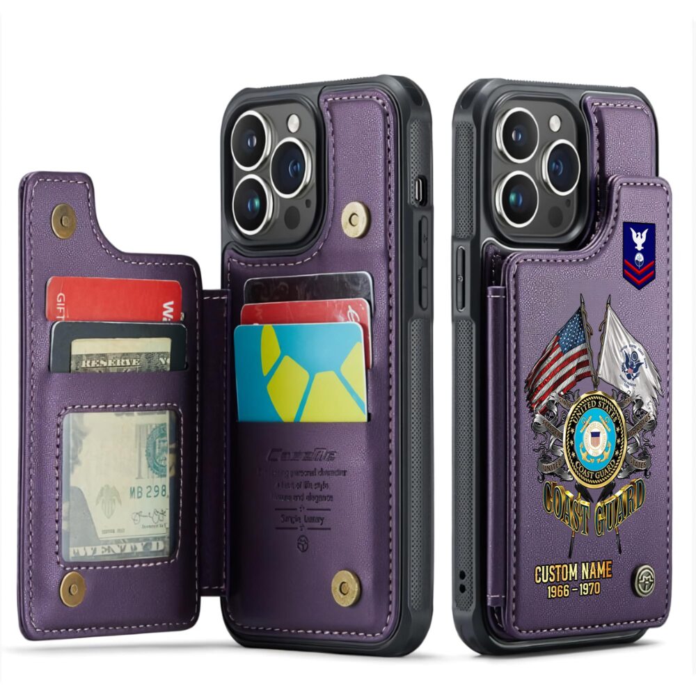 US Coast Guard, All Gave Some, Some Gave All - Leather Flip Phone Case - Image 6