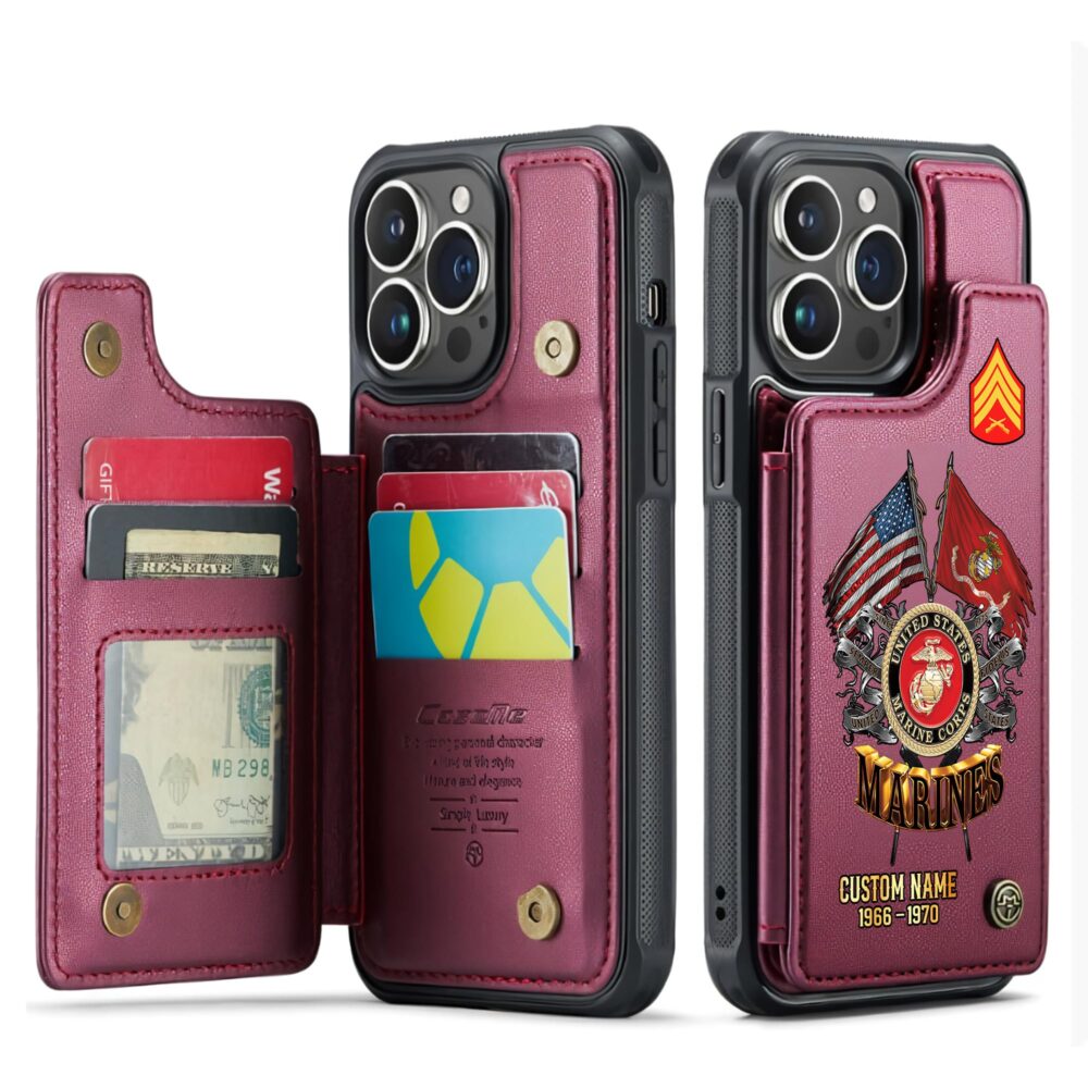 US Marine Corps, E 4 Marines Corporal - Leather Flip Phone Case - Image 4