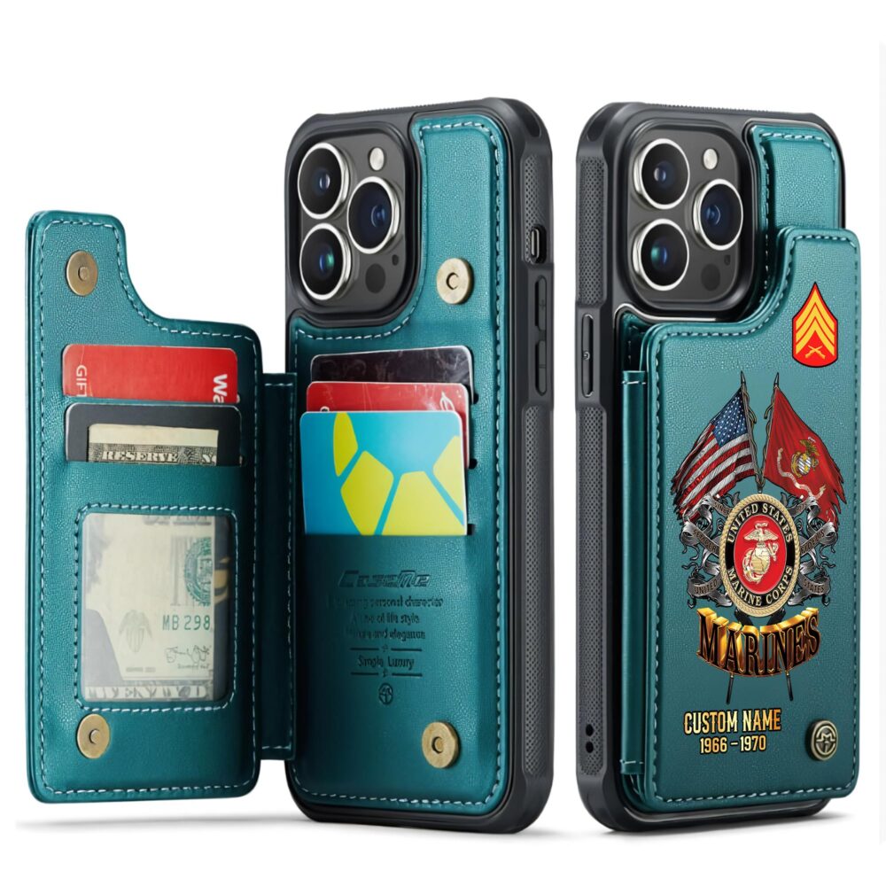 US Marine Corps, E 4 Marines Corporal - Leather Flip Phone Case - Image 5