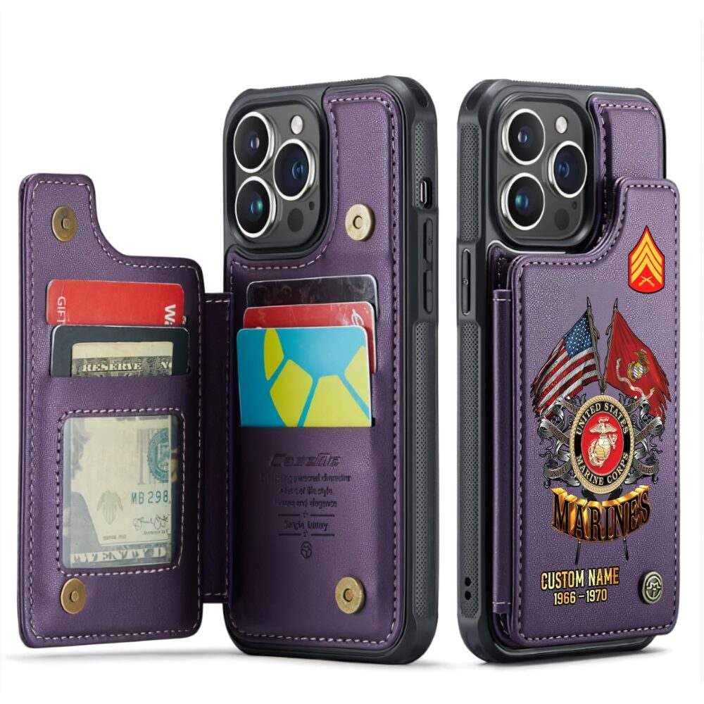 US Marine Corps, E 4 Marines Corporal - Leather Flip Phone Case - Image 6