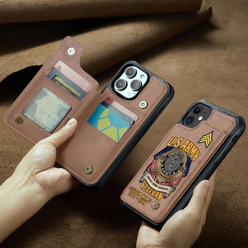 US Army, O 2 Army First Lieutenant - Leather Flip Phone Case - Image 2