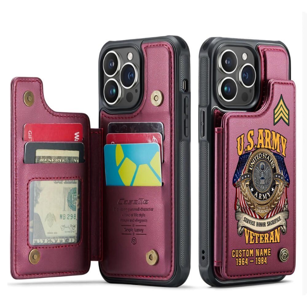 US Army, O 2 Army First Lieutenant - Leather Flip Phone Case - Image 4