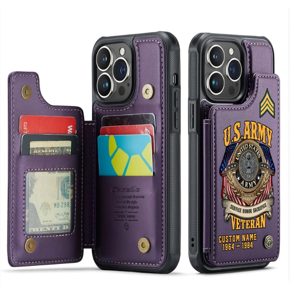 US Army, O 2 Army First Lieutenant - Leather Flip Phone Case - Image 6