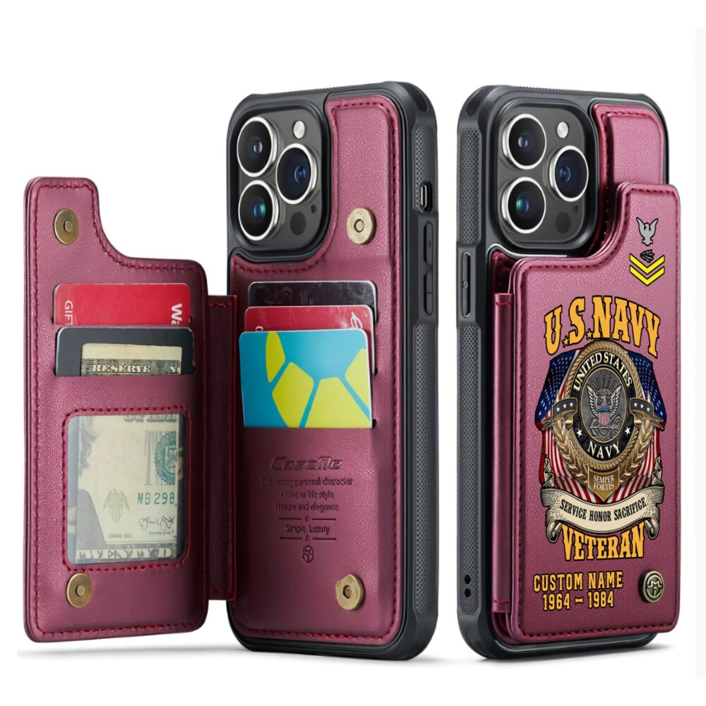 US Navy, All Gave Some, Some Gave All - Leather Flip Phone Case - Image 4