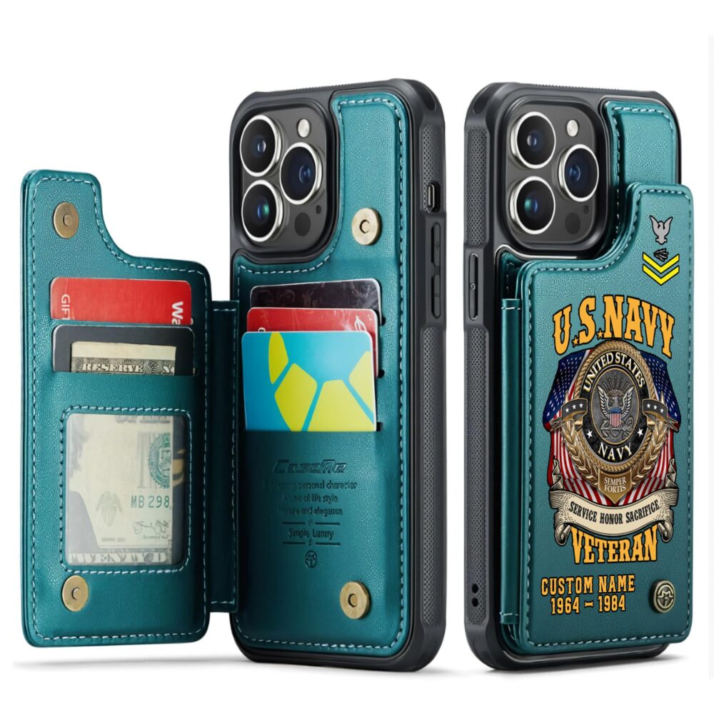 US Navy, All Gave Some, Some Gave All - Leather Flip Phone Case - Image 5