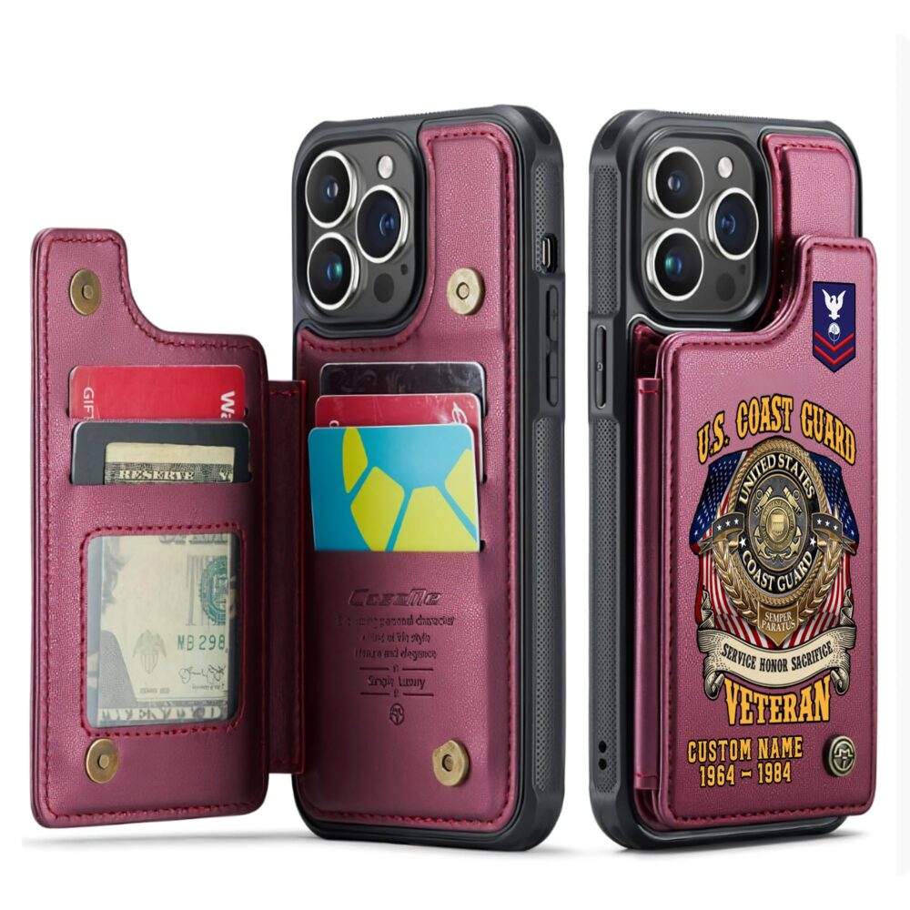 US Coast Guard, E 2 White - Leather Flip Phone Case - Image 4