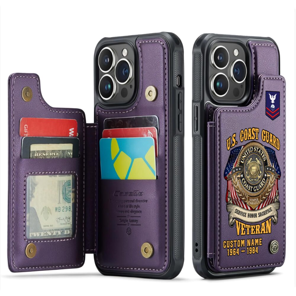 US Coast Guard, E 2 White - Leather Flip Phone Case - Image 6