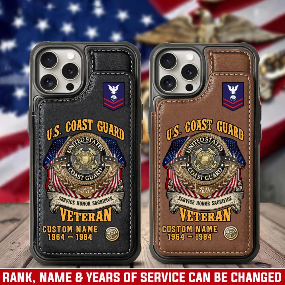 US Coast Guard, E 2 White - Leather Flip Phone Case