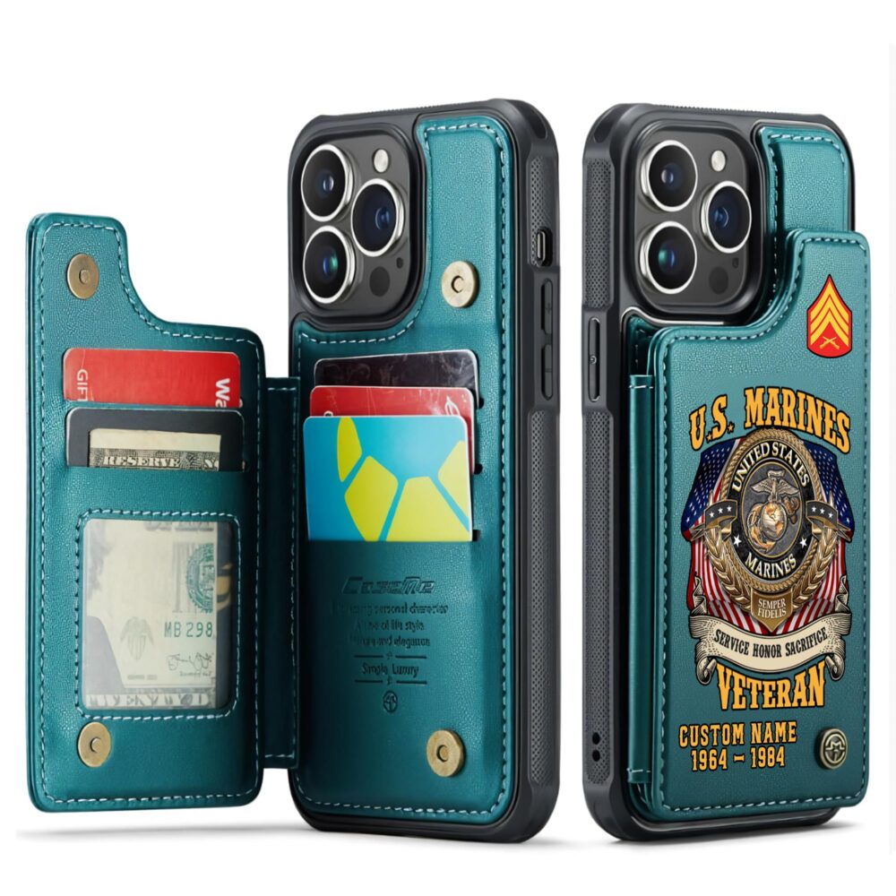 US Marine Corps, No One Gets Left Behind - Leather Flip Phone Case - Image 5