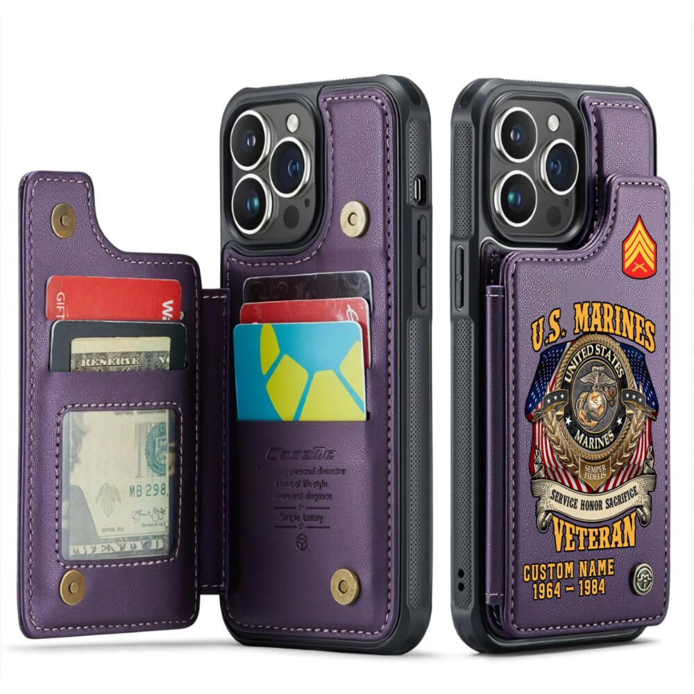 US Marine Corps, No One Gets Left Behind - Leather Flip Phone Case - Image 6