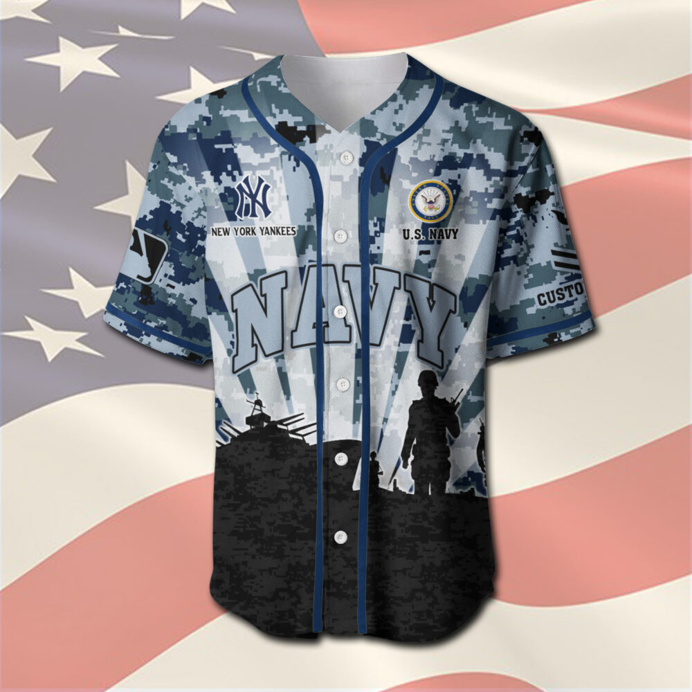 US Navy, E 2 Blue - Baseball Jersey - Image 2
