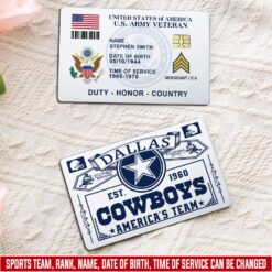 US Army, E 4 Army Corporal - Printed Metal Card