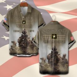 US Army, Proud Veteran - Short Sleeve Button Shirt