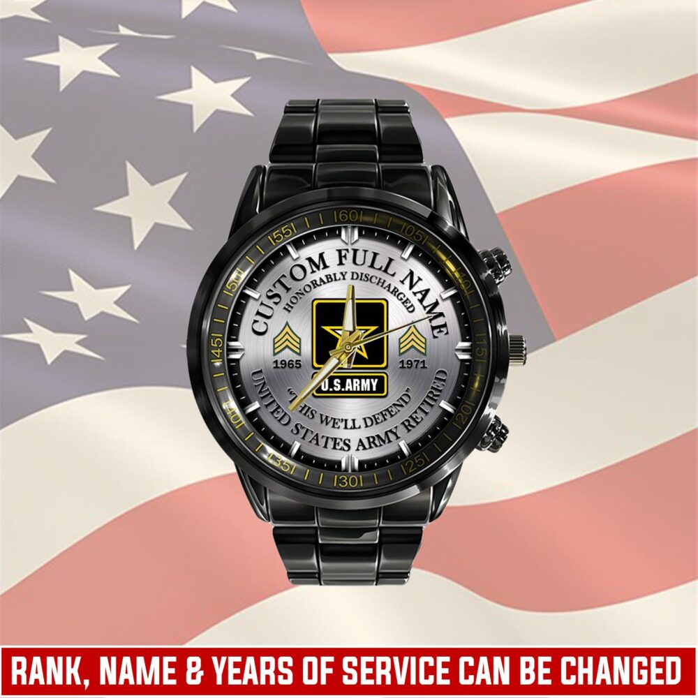 US Army, Always Remember, Never Forget - Black Stainless Steel Watch