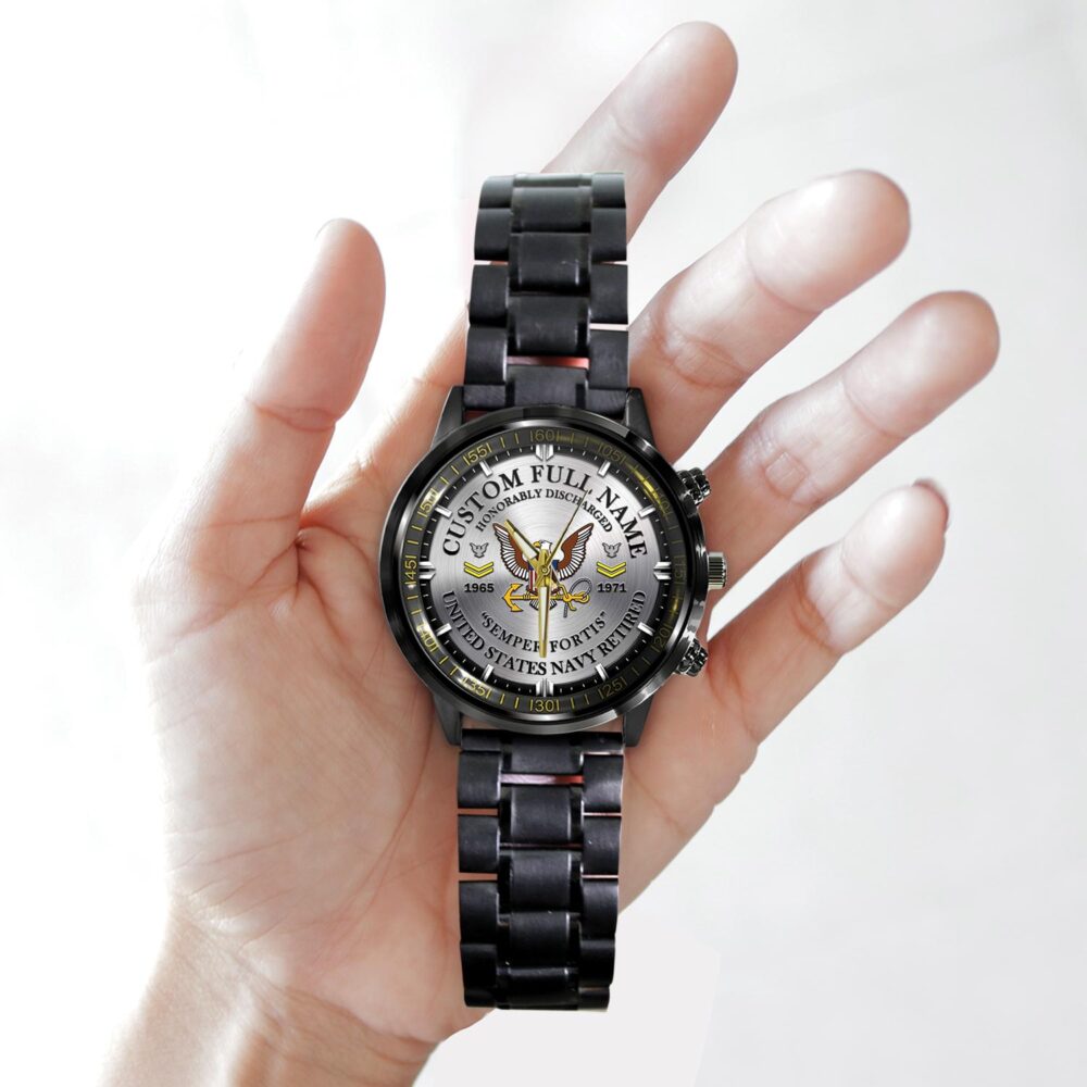 US Navy, Always Remember, Never Forget - Black Stainless Steel Watch - Image 2