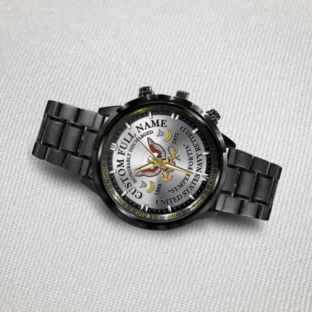 US Navy, Always Remember, Never Forget - Black Stainless Steel Watch - Image 3