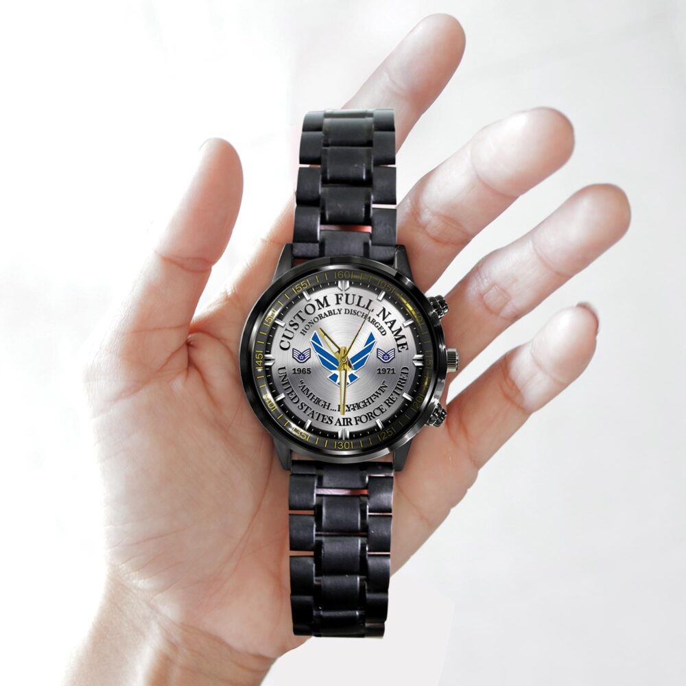 US Air Force, E 9 Air Force Command Chief Master Sergeant - Black Stainless Steel Watch - Image 2