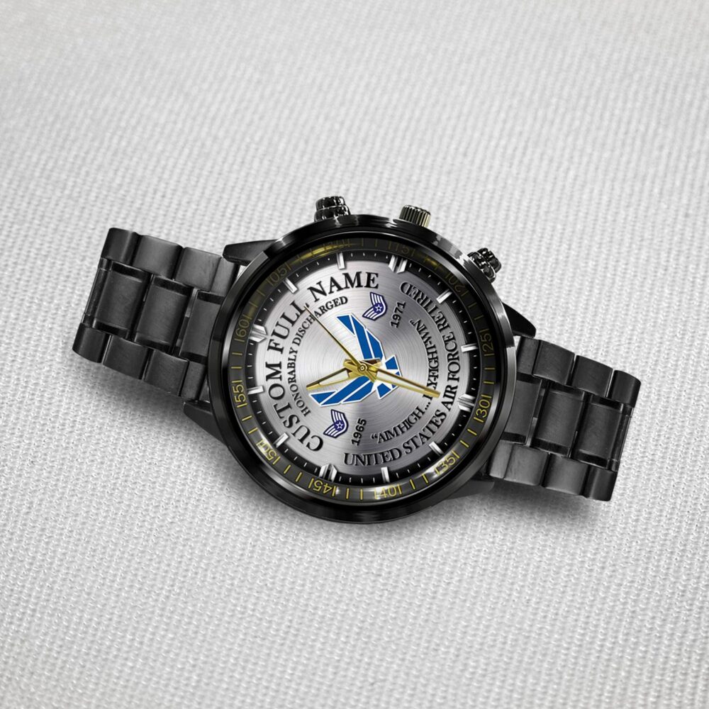 US Air Force, E 9 Air Force Command Chief Master Sergeant - Black Stainless Steel Watch - Image 3