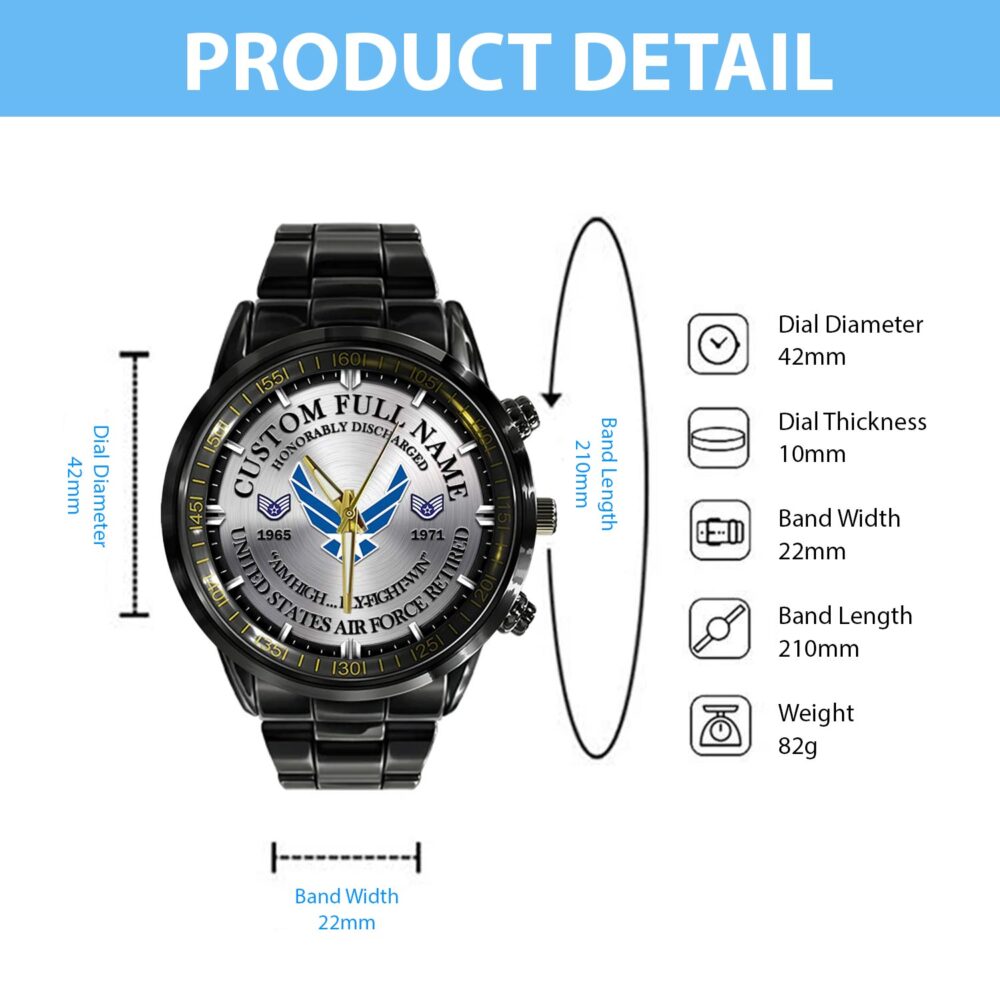 US Air Force, E 9 Air Force Command Chief Master Sergeant - Black Stainless Steel Watch - Image 4