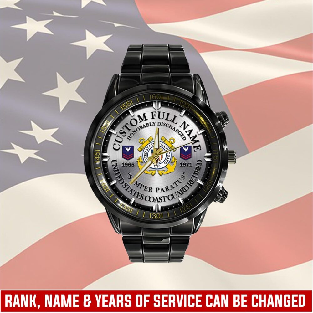 US Coast Guard, E 2 Blue - Black Stainless Steel Watch