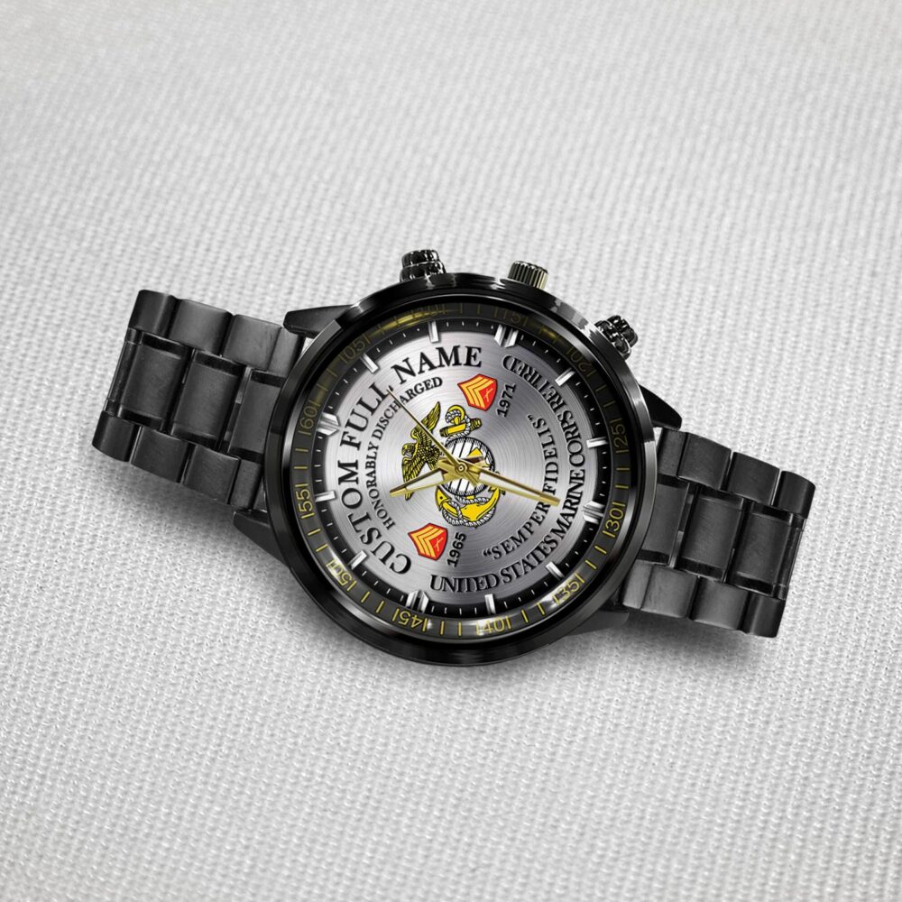 US Marine Corps, E 9 Marines Master Gunnery Sergeant - Black Stainless Steel Watch - Image 3