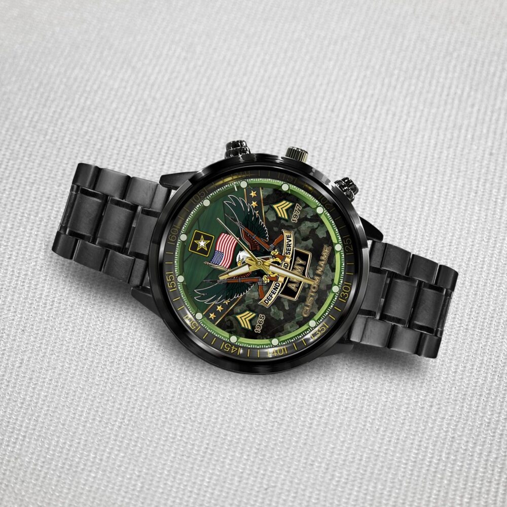 US Army, Freedom Isn't Free - Black Stainless Steel Watch - Image 3