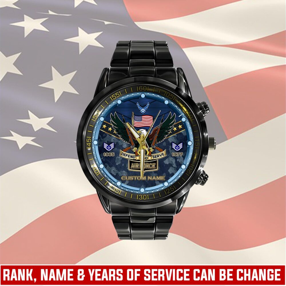 US Air Force, No One Fights Alone - Black Stainless Steel Watch