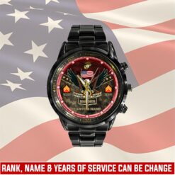 US Marine Corps, E 4 Marines Corporal - Black Stainless Steel Watch