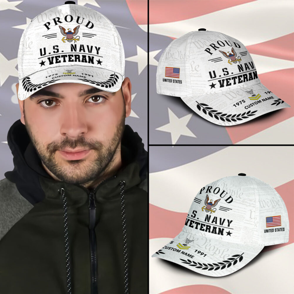 US Navy, Proud Veteran - Classic Cap - Image 3