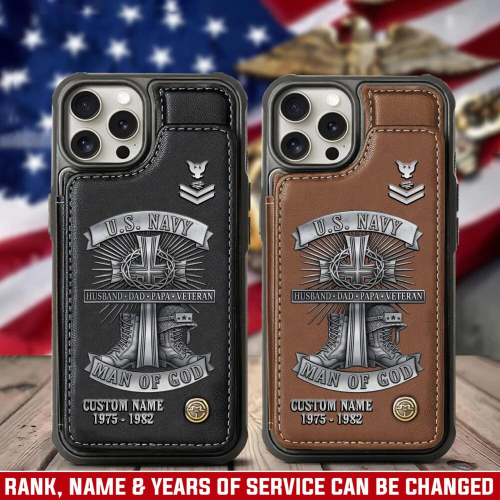 US Navy, E 3 White - Leather Flip Phone Case
