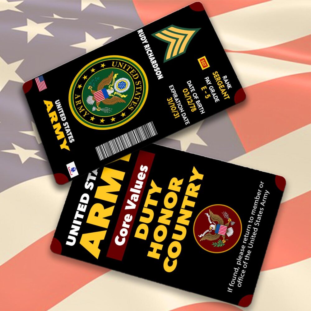 US Army, E 7 Army Master Specialist - Printed Metal Card - Image 2