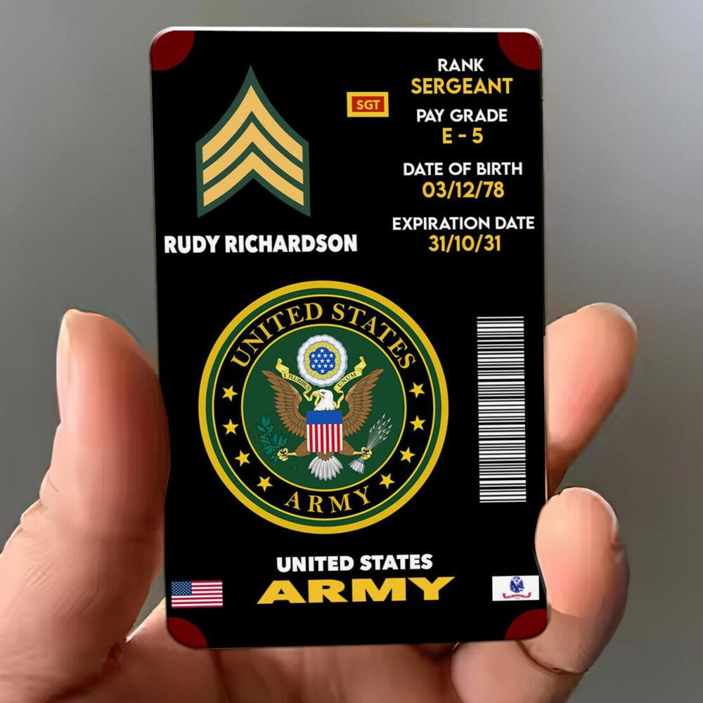 US Army, E 7 Army Master Specialist - Printed Metal Card - Image 3