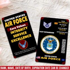 US Air Force , We Own The Sky - Printed Metal Card
