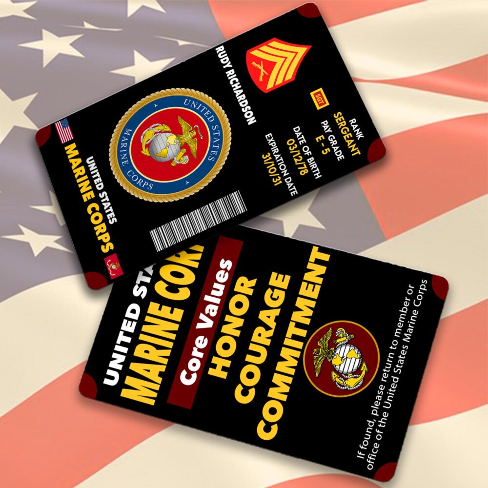 US Marine Corps, E 6 Marines Staff Sergeant - Printed Metal Card - Image 2