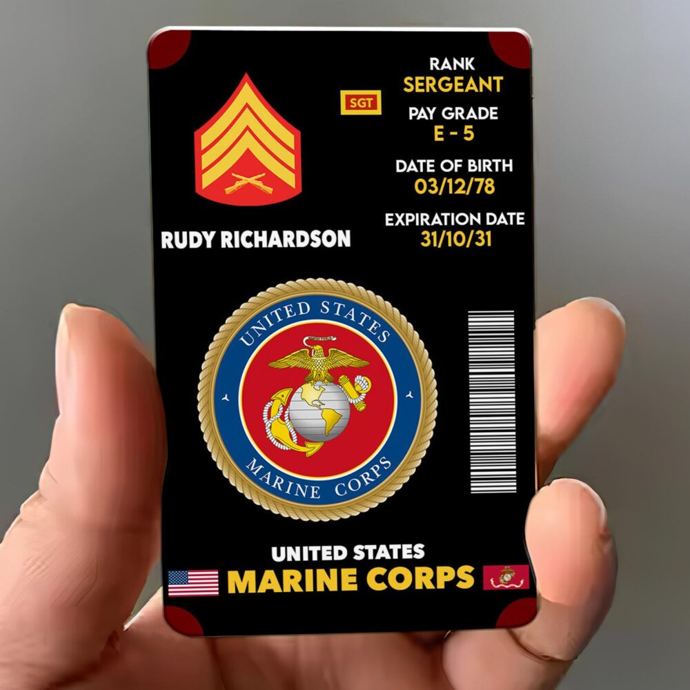 US Marine Corps, E 6 Marines Staff Sergeant - Printed Metal Card - Image 3