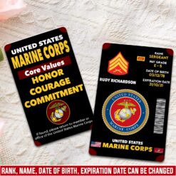 US Marine Corps, E 6 Marines Staff Sergeant - Printed Metal Card
