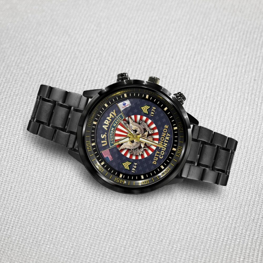 US Army, Life And Pride - Black Stainless Steel Watch - Image 3