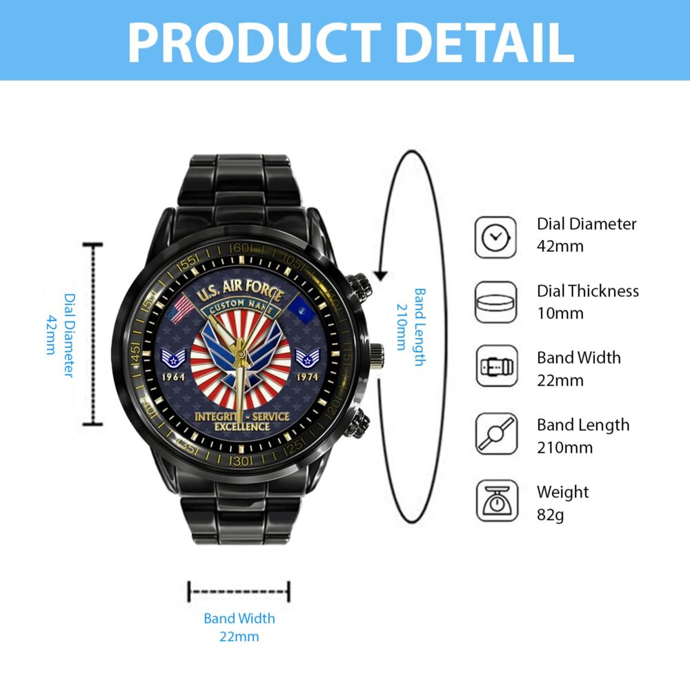 US Air Force, I Walked The Walk - Black Stainless Steel Watch - Image 4