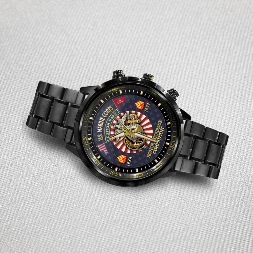 US Marine Corps, First to Fight - Black Stainless Steel Watch - Image 3