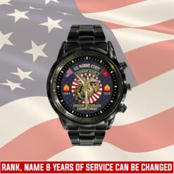 US Marine Corps, First to Fight - Black Stainless Steel Watch