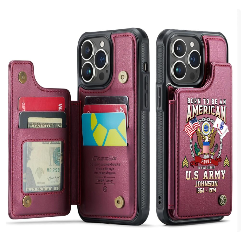 US Army, Duty, Honor, Country - Leather Flip Phone Case - Image 4