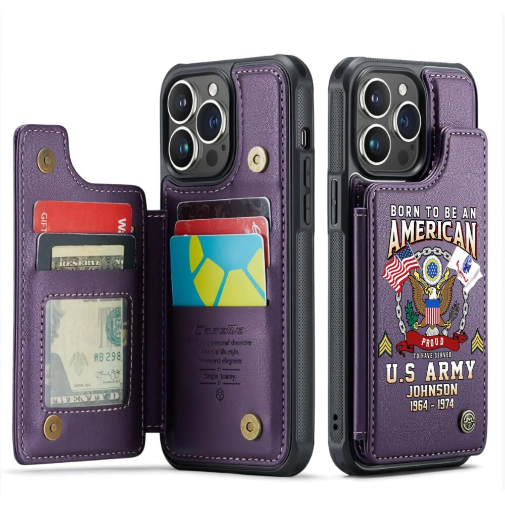 US Army, Duty, Honor, Country - Leather Flip Phone Case - Image 6