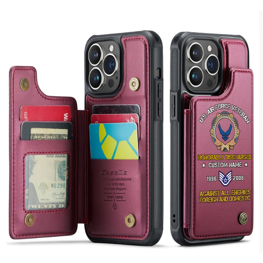 US Air Force , E 2 Air Force Airman - Leather Flip Phone Case - Image 4
