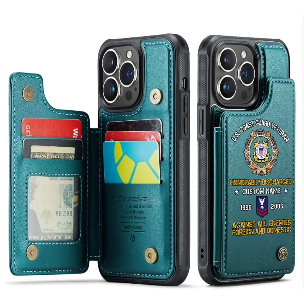 US Coast Guard, Remember - Honor - Respect - Leather Flip Phone Case - Image 5