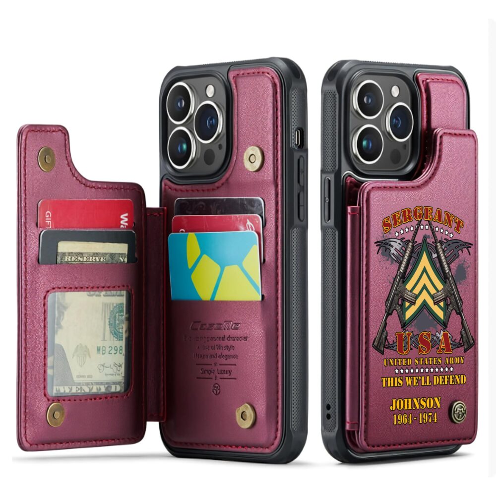 US Army, Proud To Have Served - Leather Flip Phone Case - Image 4