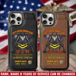 US Navy, E 3 Blue - Leather Flip Phone Case