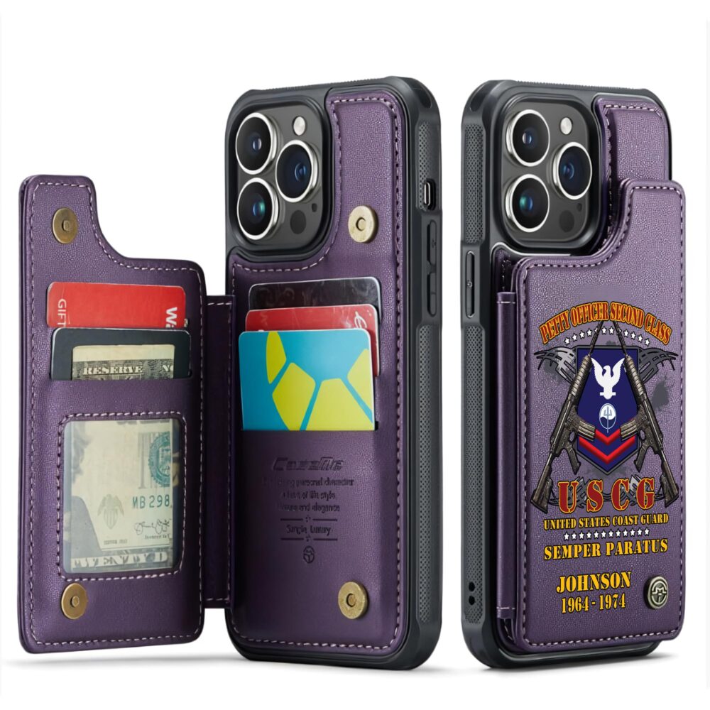 US Coast Guard, Always Remember, Never Forget - Leather Flip Phone Case - Image 6